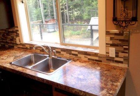 Glass and Stone Mosaic Tile Backsplash Windowsill Detail - Moss Ridge