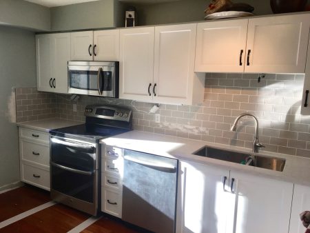 Grey Subway Tile Kitchen Backsplash - Victoria BC