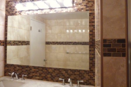 Brown Glass Mosaic Vanity Backsplash - Kenmore