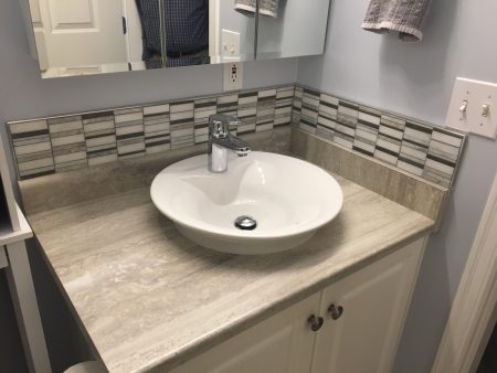 "Barcode" Stone Mosaic Tile Vanity Backsplash - Victoria BC