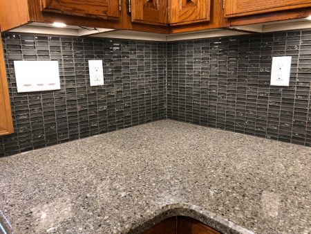 Black Glass Mosaic Tile Backsplash - Victoria