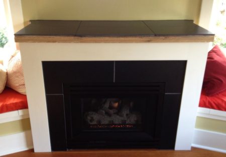 Black Tile Fireplace Surround with Gas Insert - Oak Bay