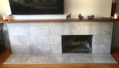 Tile Fireplace Surround with Schluter Ramp Edge, Gas Insert - Victoria