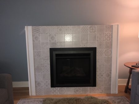 Print Pattern Tile Fireplace Surround with Gas Insert - Fernwood