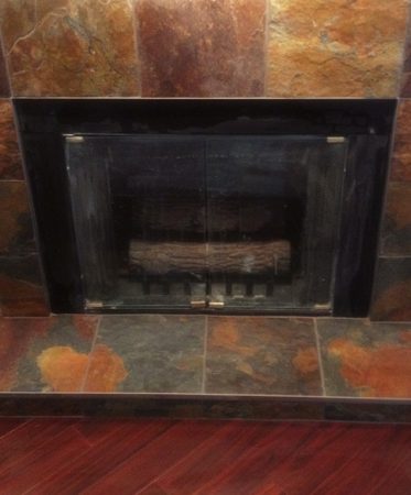 Slate Tile Fireplace Surround with Gas Insert - Victoria