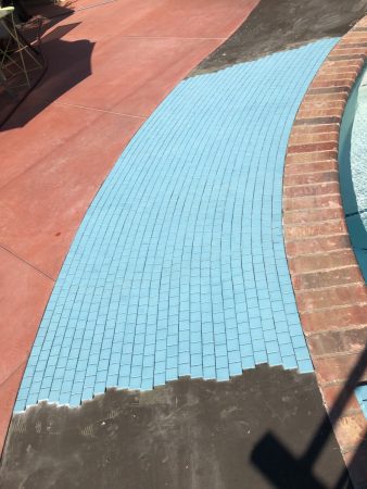 Blue Mosaic Tile Pool Surround - Detail - Blenkinsop