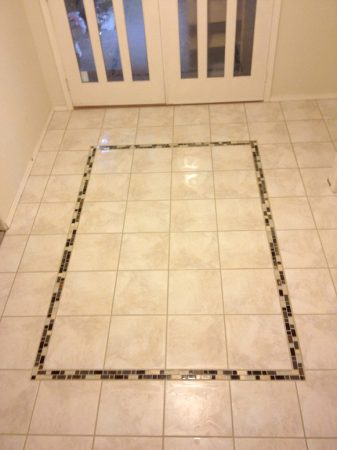 Ceramic Tile Floor with Glass Mosaic Inlay