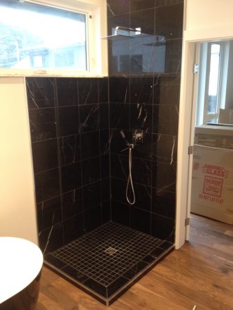 Black Marble Tile Shower - Cadboro Bay