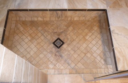 Travertine Spa Steam Room - Pan and Bench Top View - Royal Bay