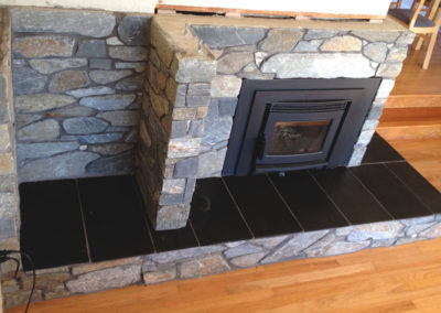 K2 Slate Veneer Stone Fireplace Surround with Wood Stove Insert - Kingsley