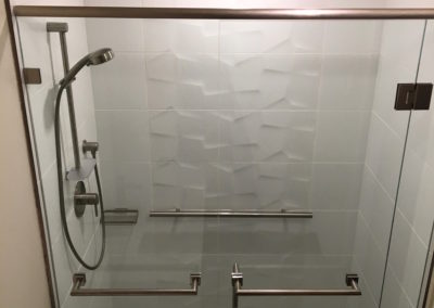 Curbless Walk In Shower with Tileable Line Drain and Tileware Grab Bar, Soap Tray - Mt. Newton