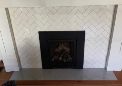 Herringbone Subway Tile Fireplace Surround - Monterey