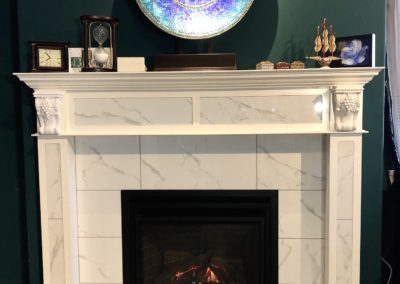 Faux Marble Porcelain Tile Fireplace Surround with Inset Panels and Gas Insert - Songhees