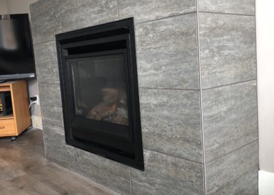 Tile Fireplace Surround with Schluter Mitre Edge, Gas Insert - Sooke