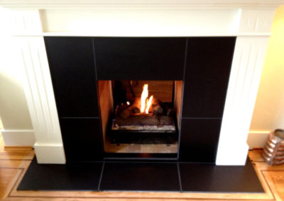 Black Tile Wood Fireplace Surround - Oak Bay