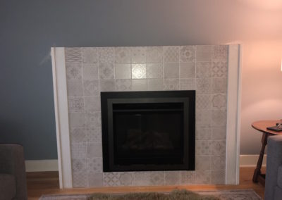 Print Pattern Tile Fireplace Surround with Gas Insert - Fernwood