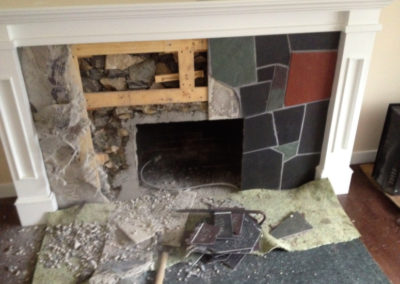 2 Layers of Ugly Face - Before Demo Yellow Fireplace - Oak Bay