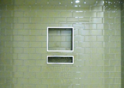 Green Glass Tile Shower with Niche Boxes - Esquimalt