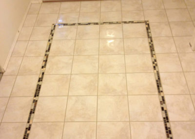 Ceramic Tile Floor with Glass Mosaic Inlay