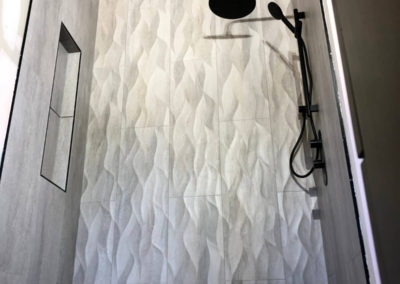12' Tall 13x39" Textured Tile Shower with Niche Box- Sidney Island